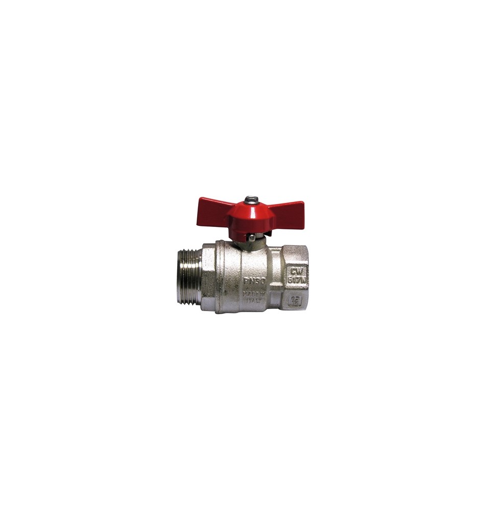 VALVOLA A SFERA MF CON FARFALLA LEVA ROSSA 3/4" (DN 20) 30 bar / 435 psi