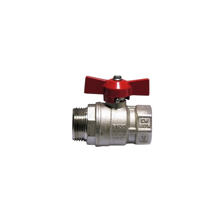 VALVOLA A SFERA MF CON FARFALLA LEVA ROSSA 3/4" (DN 20) 30 bar / 435 psi