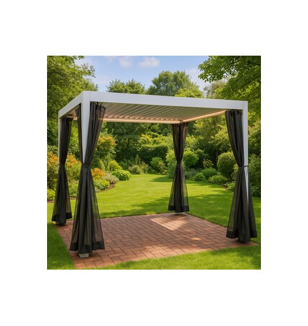 C GAZEBO PERGOLA C/LAMELLE ORIENTAB 3X3M BIANCO