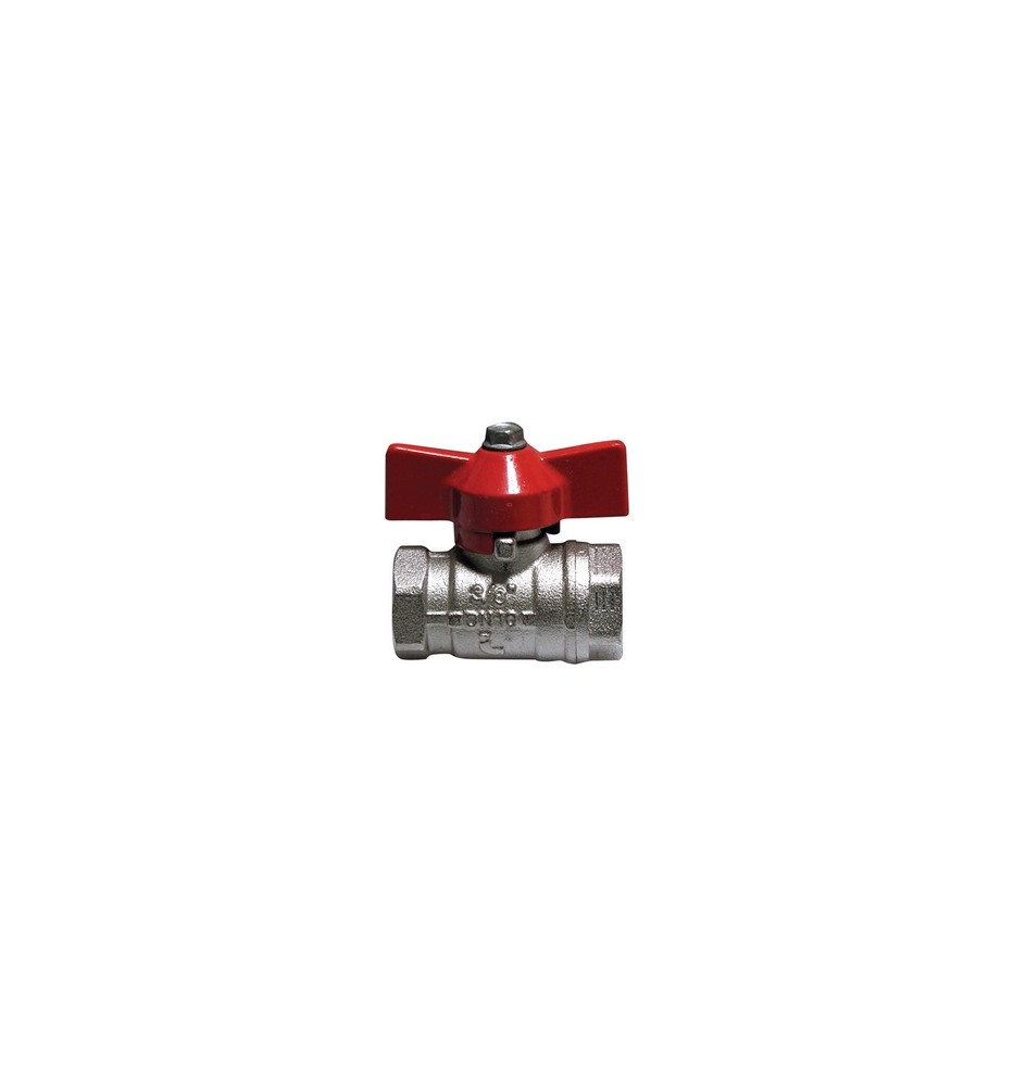 VALVOLA A SFERA FF CON FARFALLA LEVA ROSSA 3/8" (DN 10) 50 bar / 725 psi