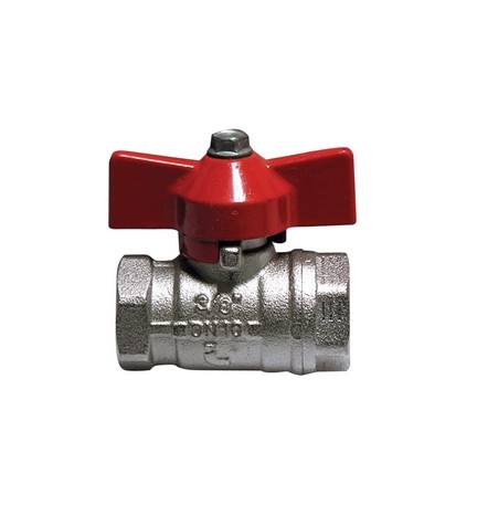 VALVOLA A SFERA FF CON FARFALLA LEVA ROSSA 3/8" (DN 10) 50 bar / 725 psi