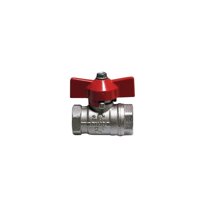 VALVOLA A SFERA FF CON FARFALLA LEVA ROSSA 1/2" (DN 15) 30 bar / 435 psi