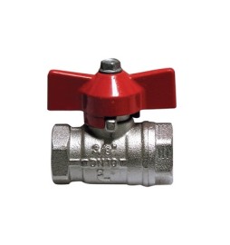 VALVOLA A SFERA FF CON FARFALLA LEVA ROSSA 1" (DN 25) 30 bar / 435 psi