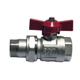 VALVOLA A SFERA MF CON BOCCHETTONE E FARFALLA LEVA ROSSA 1/2" (DN 15) 50 bar / 725 psi