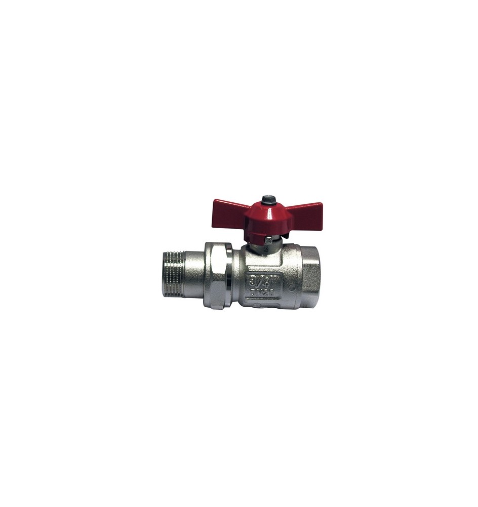 VALVOLA A SFERA MF CON BOCCHETTONE E FARFALLA LEVA ROSSA 1/2" (DN 15) 50 bar / 725 psi