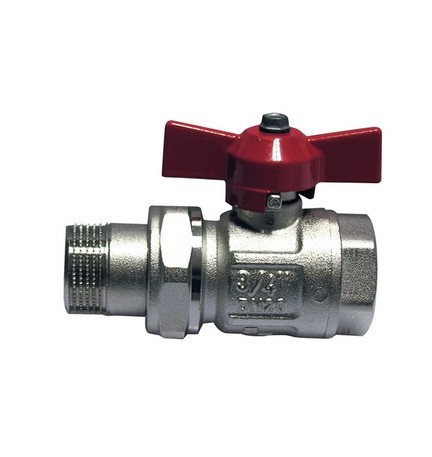 VALVOLA A SFERA MF CON BOCCHETTONE E FARFALLA LEVA ROSSA 1" (DN 25) 40 bar / 580 psi