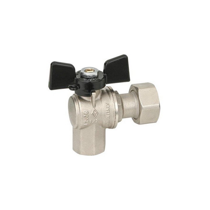 VALVOLA A SFERA AD ANGOLO A PASSAGGIO TOTALE FF DADO MOBILE 1/2"x3/4" DN 15 PN 40