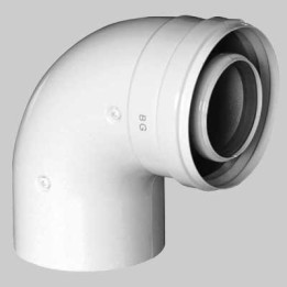 CURVA COASSIALE PER SCALDINO BAXI 90° - Dm 60/100
