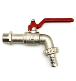 RUBINETTO A SFERA CON PORTAGOMMA CON LEVA ROSSA 1/2" DN 15 PN 15