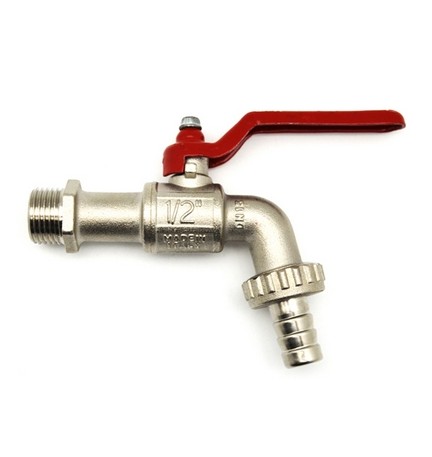 RUBINETTO A SFERA CON PORTAGOMMA CON LEVA ROSSA 1/2" DN 15 PN 15