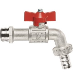 RUBINETTO A SFERA CON PORTAGOMMA A FARFALLA 1/2" (DN 15) 15 bar /217.5psi