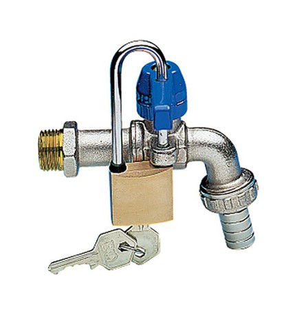 RUBINETTO A SFERA CON PORTAGOMMA CON LUCCHETTO 1/2