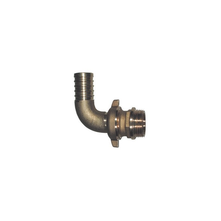 RACCORDO PORTAGOMMA IN OTTONE CURVO PER POMPA 1" x Diam. 30