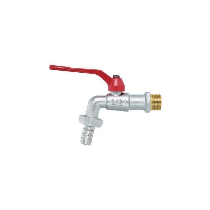 RUBINETTO A SFERA CON PORTAGOMMA E LEVA ROSSA 1/2" DN 10 PN 15