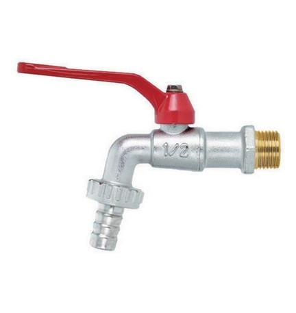 RUBINETTO A SFERA CON PORTAGOMMA E LEVA ROSSA 1" DN 12 PN 15