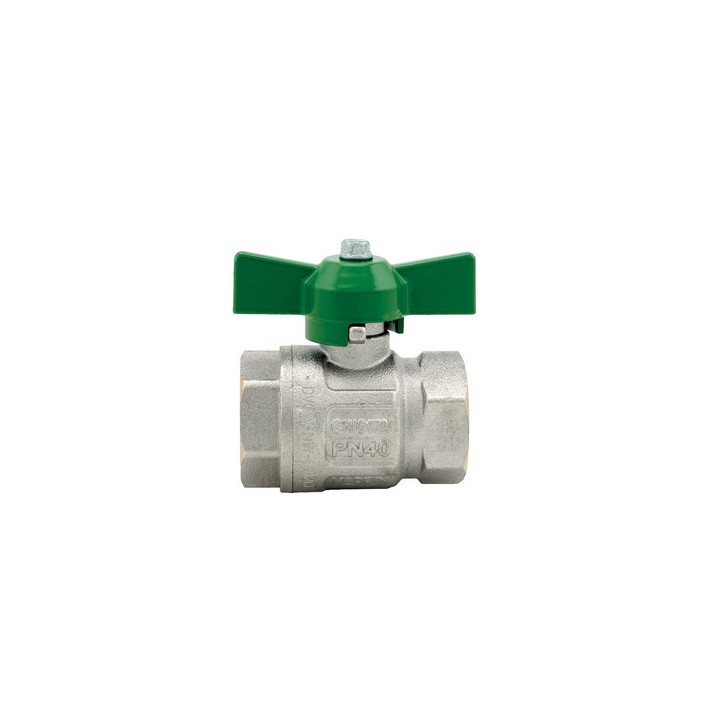 VALVOLA A SFERA IDEAL DVGW FF PASSAGGIO TOTALE CON FARFALLA 1" (DN 25) 40 bar / 580 psi