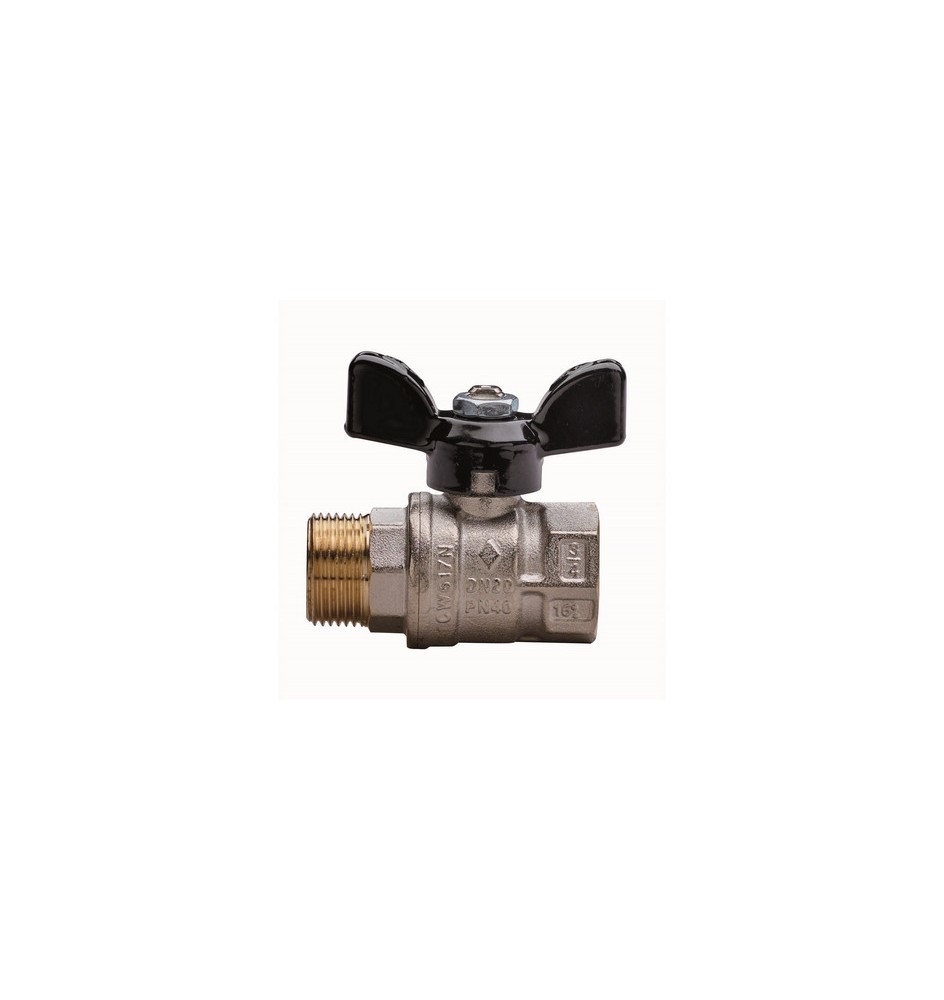 VALVOLA A SFERA A PASSAGGIO TOTALE FILETTATURA MF CON FARFALLA 1/2" DN 15 PN 50