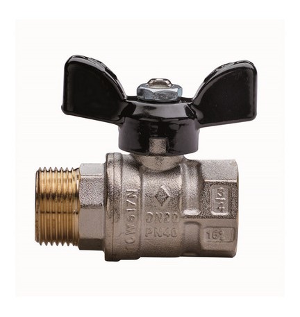 VALVOLA A SFERA A PASSAGGIO TOTALE FILETTATURA MF CON FARFALLA 3/4" DN 20 PN 40