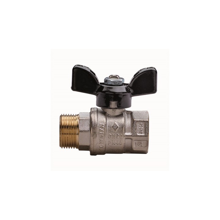 VALVOLA A SFERA A PASSAGGIO TOTALE FILETTATURA MF CON FARFALLA 3/4" DN 20 PN 40