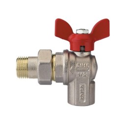 VALVOLA A SFERA A SQUADRA PER COLLETTORI CON FARFALLA ALLUMINIO ROSSA 1/2" DN 15