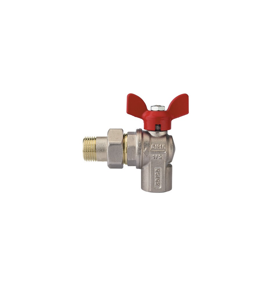 VALVOLA A SFERA A SQUADRA PER COLLETTORI CON FARFALLA ALLUMINIO ROSSA 3/4" DN 20