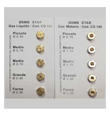 SET 5 UGELLI GAS PER CUCINA - Mtn