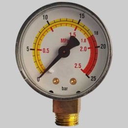 MANOMETRO Ø 50 ATTACCO RADIALE G 1/4 - Scala 0÷25 Bar