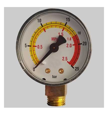 MANOMETRO Ø 50 ATTACCO RADIALE G 1/4 - Scala 0÷25 Bar