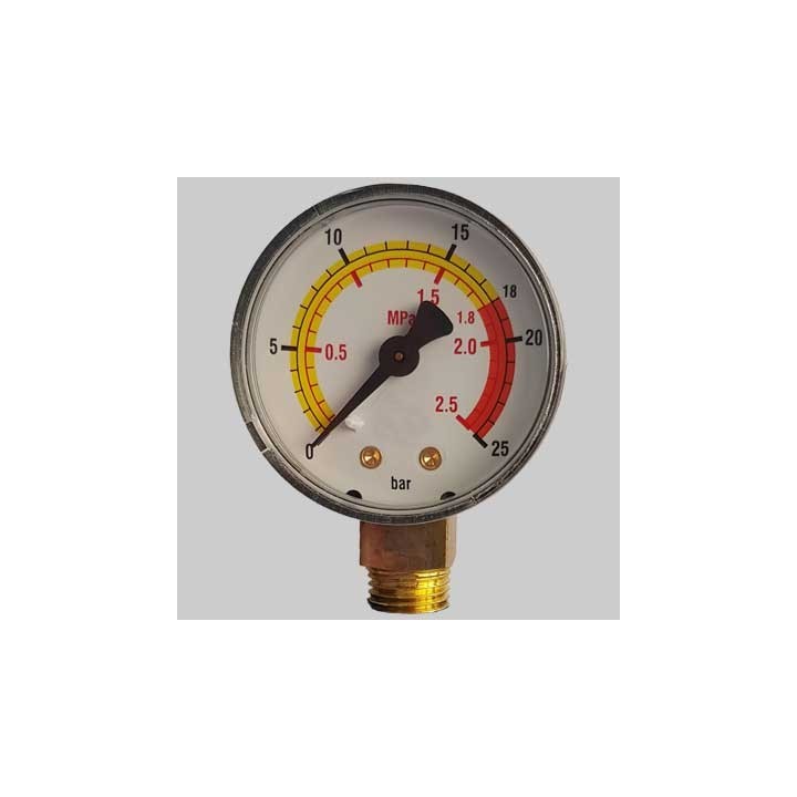 MANOMETRO Ø 50 ATTACCO RADIALE G 1/4 - Scala 0÷25 Bar