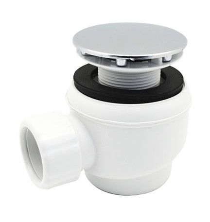 PILETTA SIFOIDE PER DOCCIA ATTACCO UNIVERSALE CROMATA PIASTRA ABS D.40 Diam. 60 foro piccolo