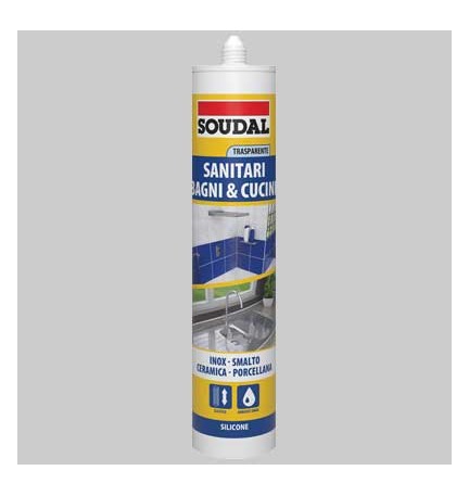 SILICONE ACETICO PER SANITARI SOUDAL ML 300 - Ml 300 trasparente