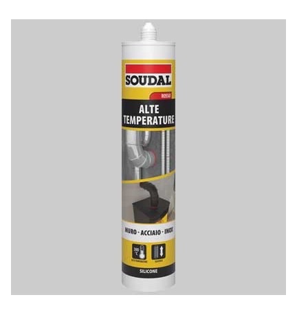 SILICONE ACETICO ALTE TEMPERATURE ML 310 ROSSO SOUDAL - Ml 310 rosso