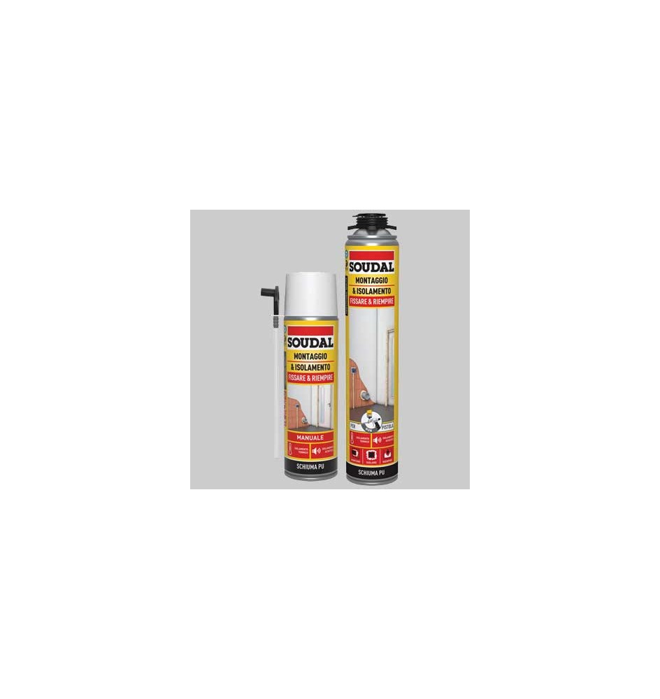 SCHIUMA POLIURETANICA UNIVERSALE SOUDAL ML 750 - Ml 750 manuale