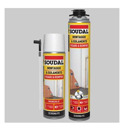 SCHIUMA POLIURETANICA UNIVERSALE SOUDAL ML 750 - Ml 750 manuale