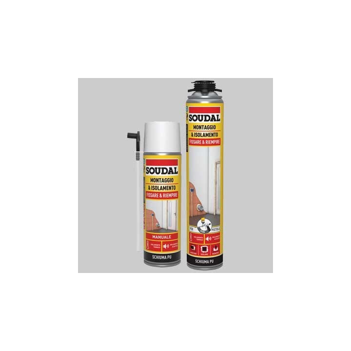 SCHIUMA POLIURETANICA UNIVERSALE SOUDAL ML 750 - Ml 750 manuale