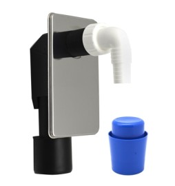 SIFONE LAVATRICE AD INCASSO CON PLACCA INOX Diam. 40-50