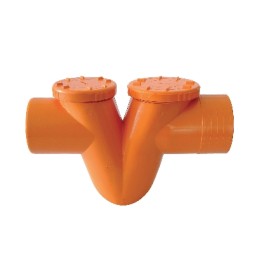 SIFONI ORIZZONTALI 2 TAPPI IN PVC ARANCIO A " V " Diam. 100