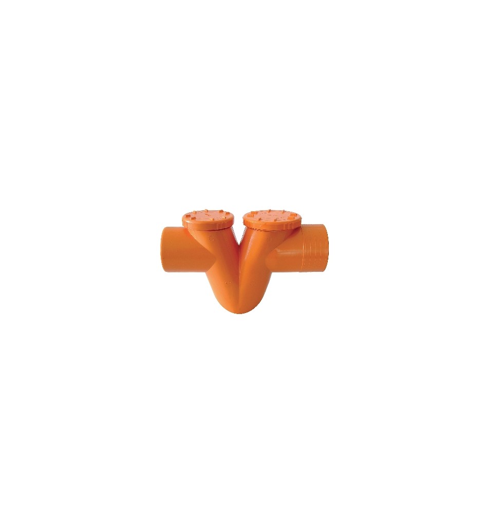 SIFONI ORIZZONTALI 2 TAPPI IN PVC ARANCIO A " V " Diam. 100