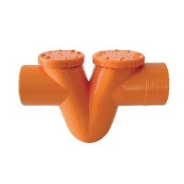 SIFONI ORIZZONTALI 2 TAPPI IN PVC ARANCIO A " V " Diam. 125