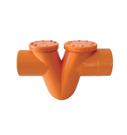 SIFONI ORIZZONTALI 2 TAPPI IN PVC ARANCIO A " V " Diam. 125