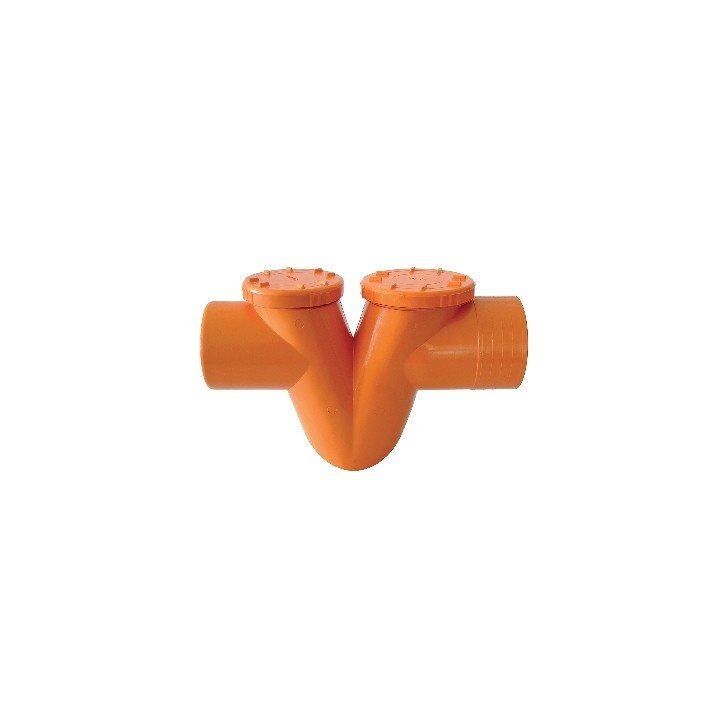 SIFONI ORIZZONTALI 2 TAPPI IN PVC ARANCIO A " V " Diam. 125