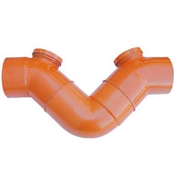 SIFONE ORIZZONTALE 2 TAPPI IN PVC ARANCIO Diam. 140