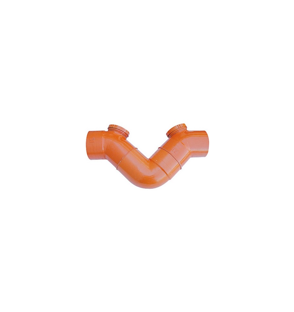 SIFONE ORIZZONTALE 2 TAPPI IN PVC ARANCIO Diam. 140