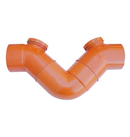 SIFONE ORIZZONTALE 2 TAPPI IN PVC ARANCIO Diam. 160