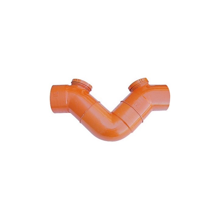 SIFONE ORIZZONTALE 2 TAPPI IN PVC ARANCIO Diam. 160