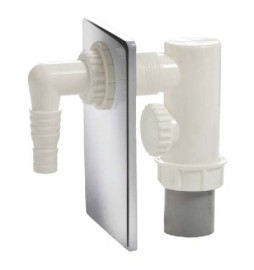 SIFONE INCASSO LAVATRICE IN PP CON PIASTRA ACC. INOX D. 40