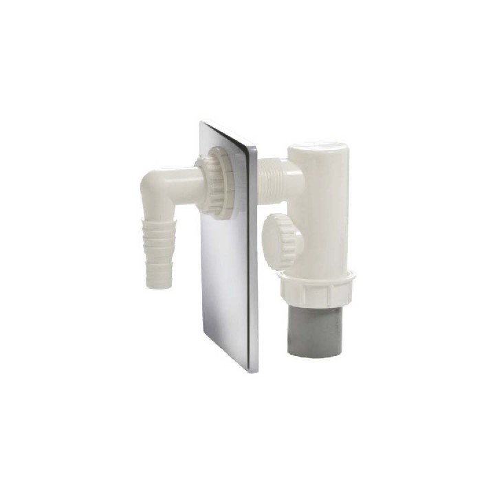 SIFONE INCASSO LAVATRICE IN PP CON PIASTRA ACC. INOX D. 40