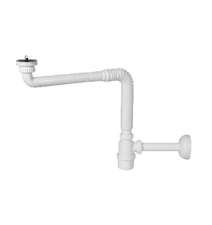 SIFONE IN PP CREA SPAZIO A BOTTIGLIA PER LAVABO SENZA PILETTA 1"1/4 - Uscita D. 32 mm
