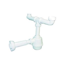 SIFONE PVC 2 VIE S / PILETTA PER PORCELLANA CON CANOTTO 1"1/4