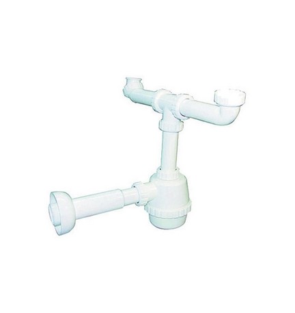 SIFONE PVC 2 VIE S / PILETTA PER PORCELLANA CON CANOTTO 1"1/4